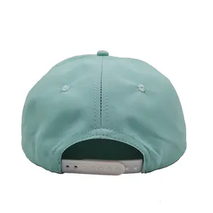 Di alta qualità su ordinazione 5 pannello ricamo di nylon corda cappello piatto disegno di legge non strutturati snapback caps