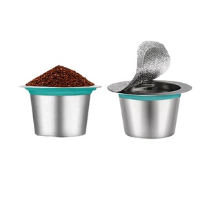 Capsule italienne réutilisable portable café SUS304 Capsules avec autocollant en aluminium auto-adhésif <span class=keywords><strong>dosette</strong></span> de café expresso en acier inoxydable - Product Image 1