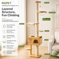 PAIPET Arbre à chat du sol au plafond, Tour à chat en bois avec condo, Poteau à gratter en sisal, Hamac avec bol transparent, OEM, Personnalisé, Vente en gros