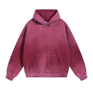 Sweat à capuche personnalisé 2026 avec fermeture éclair, en coton 100% French Trier, effet délavé soleil avec logo, coupe ample et confortable - Product Image 2
