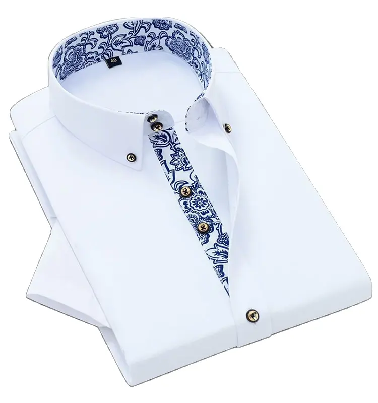 Oem/Odm Mannen Effen Kleur Europese Kraag Formele Mannen Dress Shirt Voor Pak