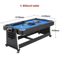 Ensemble de jeux de table modernes de 7 pieds en stock en usine Table de billard multi-jeux pour sports d'intérieur 4-en-1 bon marché avec balles de ping-pong