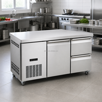 Réfrigérateur commercial en acier inoxydable sous le comptoir porte simple Double tiroir refroidisseur de plan de travail pour