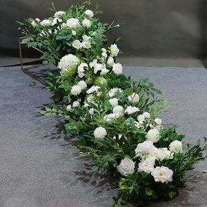 Chemin de table en fleurs artificielles en soie pour mariage, décoration d'allée, fournitures de décoration de mariage - Product Image 2