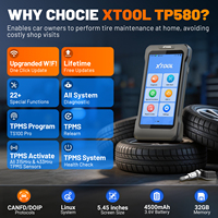 Herramientas de Programación de Sensores TPMS XTOOL TP580 para TS100/TS100 Pro, Herramienta de Diagnóstico Todo en Uno, Escáner OBD2 de Sistema Completo con Más de 22 Funciones de Reinicio