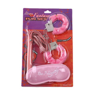 Dés de Jouets Érotiques Kit BDSM de Bondage 3 Pièces Masque pour les Yeux Sexy Menottes en Fourrure Fouets de Fessée en Cuir