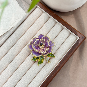 Broche de Lujo para Mujer, Diseño Exquisito de Flor de Peonía, Chapado en Oro Rosa, con Cristales y Diamantes de Imitación, Estilo Chino, para Compromiso - Product Image 4