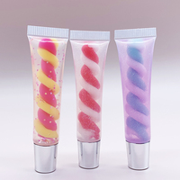 Tube en spirale multicolore en gros d'usine clair liquide hydratant imperméable à l'eau longue durée brillant à lèvres chatoyant parfumé aux fruits