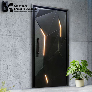 Puerta de entrada principal de estilo minimalista, puerta francesa <span class=keywords><strong>exterior</strong></span> de doble hoja, puerta abatible <span class=keywords><strong>exterior</strong></span> delantera de acero - Product Image 5