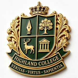 Emblema del Colegio Highland, Chapado en Oro, Latón, 3D, Esmalte Duro en Relieve, Artículo Coleccionable - Product Image 6