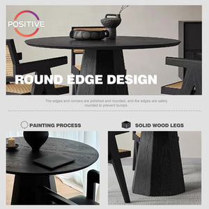 Table <span class=keywords><strong>De</strong></span> Salle À Manger Minimaliste En Bois Massif Noir Plateau Rond Table <span class=keywords><strong>De</strong></span> Salon Robuste Cuisine Table <span class=keywords><strong>De</strong></span> <span class=keywords><strong>Dîner</strong></span> Ensemble 6 Places Mesa <span class=keywords><strong>De</strong></span> Comedor - Product Image 3