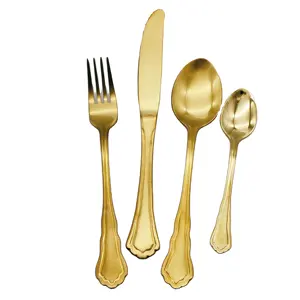 <span class=keywords><strong>Cubiertos</strong></span> Allahome LFGB de Fábrica con Certificación BSCI, <span class=keywords><strong>Cubiertos</strong></span> de Cobre, Juego de <span class=keywords><strong>Cubiertos</strong></span> de Acero Inoxidable Dorado Vintage - Product Image 1
