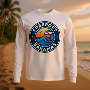 T-shirt a maniche lunghe Freeport Bahamas Vintage Nautical Waves - Product Image 3