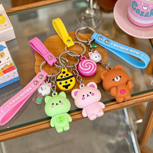 Manufacturer Wholesale Eco-Friendly Durable 2D 3D Kawaii Cute Cartoon Anime Soft Silicone Rubber PVC Custom Logo Keychain