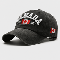 Casquette de baseball vintage lavée en coton avec broderie personnalisée feuille d'érable, style sportif, visière incurvée réglable, streetwear unisexe pour l'extérieur