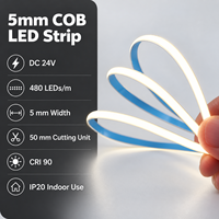 Lampu Strip LED COB 480LED/m 3mm 4mm 5mm 5V 12V 24V DC IP65 Tahan Air Bluetooth WS2812B SK6812 Addressable Dimmable