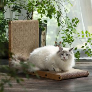 Kustom kucing Modern tiang penggaruk pohon karton kayu bentuk L bantalan gores dipasang di dinding untuk kucing - Product Image 3