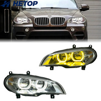 Phares HETOP E70 2007-2013, pièces automobiles bicolores, LED X5 jaune et blanc, Plug and Play, interrupteur DRL, style IKON pour BMW
