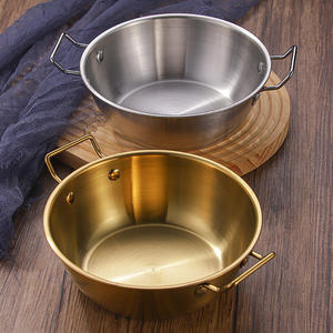 Assiette à snack miniature en acier inoxydable 304 créative coréenne, <span class=keywords><strong>panier</strong></span> à frites dorées, assiette à dessert avec deux poignées - Product Image 2