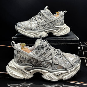 <span class=keywords><strong>Chaussures</strong></span> décontractées polyvalentes pour hommes Paris Dad Shoes 2026, respirantes en maille, à lacets, à semelle épaisse, style vintage vieilli, pour l'<span class=keywords><strong>été</strong></span> - Product Image 3