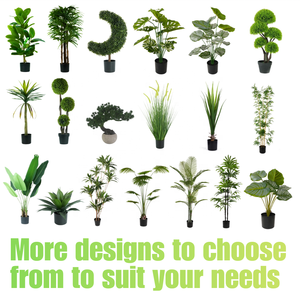 Grand arbre artificiel d'intérieur durable en ficus Leastica vert avec pot en plastique, éco-responsable, décoration de maison et de bureau, toujours vert - Product Image 5