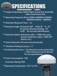 Detector de Drones con Alcance de 1-10 km, Seguridad en Baja Altitud, Base de Datos Actualizada con IA, Clasificación IP66, Detección de 360 Grados, 40 Unidades Simultáneas - Product Image 6