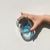 Tasse de haute qualité du Moyen Âge Verre simple de style Ins pour les occasions de fête de l'eau de bière de café au lait-Sûr au micro-ondes Bleu clair