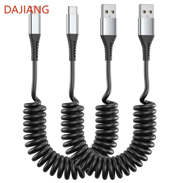 DAJIANG OEM Customized Car Charging USB Type C Phone Cables and Chargers Cord Cable Spring Car Accessory USB C Cable
