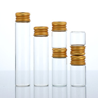 Vente en gros de flacons échantillons en verre miniatures de 22 mm, petits tubes à essai en verre avec bouchon à vis doré