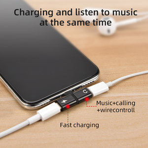 <span class=keywords><strong>Adaptador</strong></span> de <span class=keywords><strong>auriculares</strong></span> 2 en 1 de doble puerto en forma de T para <span class=keywords><strong>iPhone</strong></span> 15 14 13 12 <span class=keywords><strong>11</strong></span> Plus accesorios dispensadores de <span class=keywords><strong>cargador</strong></span> de Audio - Product Image 3