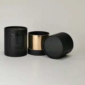 Cilindro de embalagem do presente preto personalizado redondo tubo caixa de vela