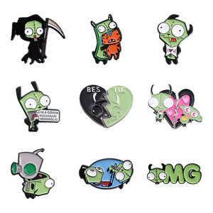 Broche en émail Invader ZIM, badge métallique intrigant, lettres ZIM, accessoire vestimentaire, bijou, cadeau pour amis, inspiré de l'anime américain - Product Image 1