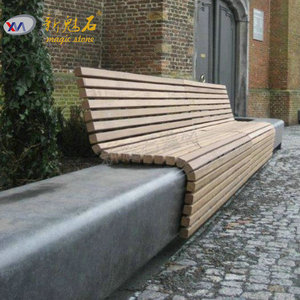 Nuevos Materiales de Construcción de Piedra, Banco de Cemento Imitación Piedra, Combinación de Hormigón Prefabricado y Madera, Asientos para Patio Exterior - Product Image 1