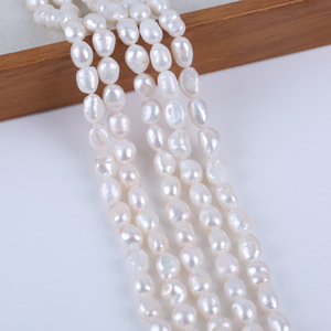 Perles d'eau douce naturelles blanches de 9-10 mm en gros, trou droit, brillantes des deux côtés, chaînes de perles dispersées pour la fabrication de bijoux DIY - Product Image 5