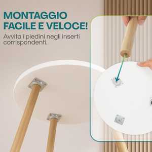 Tavolino da Caffè Rotondo in Legno Bianco 38x38x39 Cm Design Moderno Tavolo Basso con 3 Gambe in Legno Naturale - Product Image 4