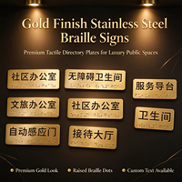 Plaques de signalisation tactile en acier inoxydable finition or, personnalisables, avec points en relief, pour marquage des espaces publics et zones de service