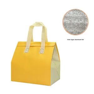 Sac isotherme spécial en tissu non tissé avec poignée longue, imprimé par transfert thermique, étanche et isolant en feuille d'aluminium pour livraison à emporter - Product Image 1