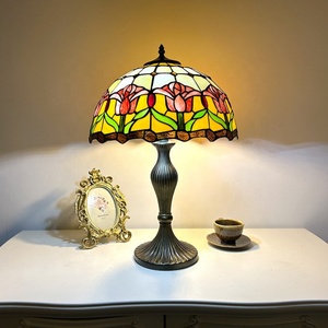 LongHuiJing for Style 16inch Multicolored Stained Glass Dome Flexible Table Lamp for Office Home Bedroom Decoration - Product Image 1