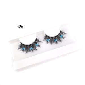 H24-pestañas de <span class=keywords><strong>2</strong></span> tonos de color, pestañas normales con etiqueta de color 3D, tira de seda de visón falso - Product Image 3