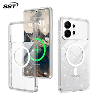 Étui de téléphone transparent magnétique antichoc en TPE et PC compatible avec la charge sans fil pour la série Samsung S27 Ultra