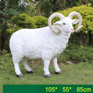 環境に優しい樹脂製シミュレーション羊の彫刻、ヤギの動物像、屋外芝生の景観装飾 - Product Image 3