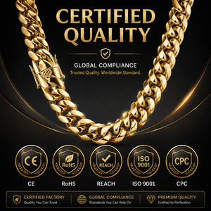 Renqing Ingrosso Gioielli Placcati Oro 18K da <span class=keywords><strong>Uomo</strong></span> in Acciaio Inossidabile, <span class=keywords><strong>Collana</strong></span> a <span class=keywords><strong>Catena</strong></span> Maglie Cubane - Product Image 2