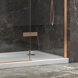 Kamalu KT4000RG moderno 70cm porta doccia fissa spazzolata oro rosa telaio in acciaio inox Design scorrevole per bagno Hotel 10mm - Product Image 5