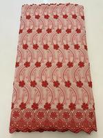 Tissu en dentelle de coton africain violet avec broderie florale et strass, tissu en dentelle suisse pour robes de femmes