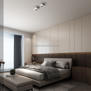 Custom Inexpensive Low Profile Upholstered <b>King</b> Queen <b>Size</b> MDF Wood Base Bed Frame & Mattress with Bed <b>Sheets</b> Set For Hotel Use - Product Image 3