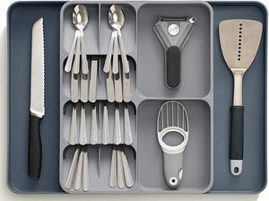 拡張可能なプラスチックカトラリー食器トレイホルダーオーガナイザー用キッチン収納引き出し - Product Image 2