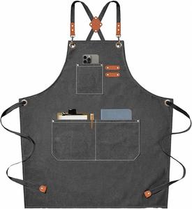 Delantal de trabajo de lona de algodón resistente con logotipo personalizado, diseño cruzado en la espalda, impermeable y a prueba de aceite, con bolsillo, ideal para limpieza - ¡Gran oferta! - Product Image 6