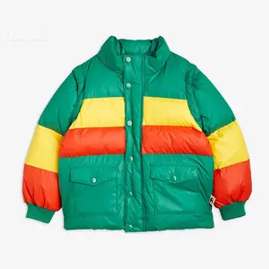 YuFan personnalisé 2023 OEM ODM multicolore Patchwork veste manches détachables vers le bas manteau enfants doudoune