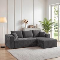Modulares, wandelbares L-förmiges Ecksofa aus Cord mit tiefem Sitz und Chaiselongue – modernes Design für kleine Wohnungen