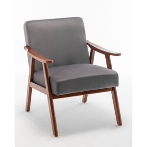 DB Mid-Century Modern Accent Chair Tapicería de terciopelo Marco de madera maciza Muebles de sala de estar clásicos para el hogar Oficina Extra - Product Image 3